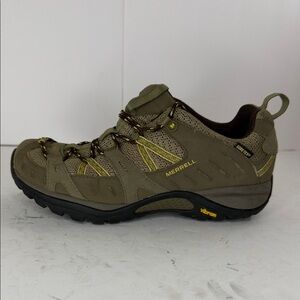Merrell Men’s Low-Cut Hiking Shoe in Olive Green with Yellow Accents